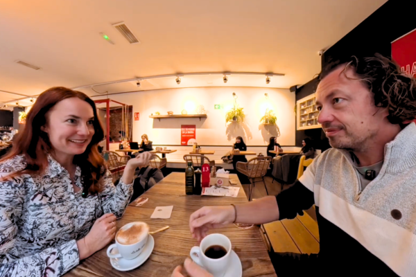 Ken having a real conversation over coffee